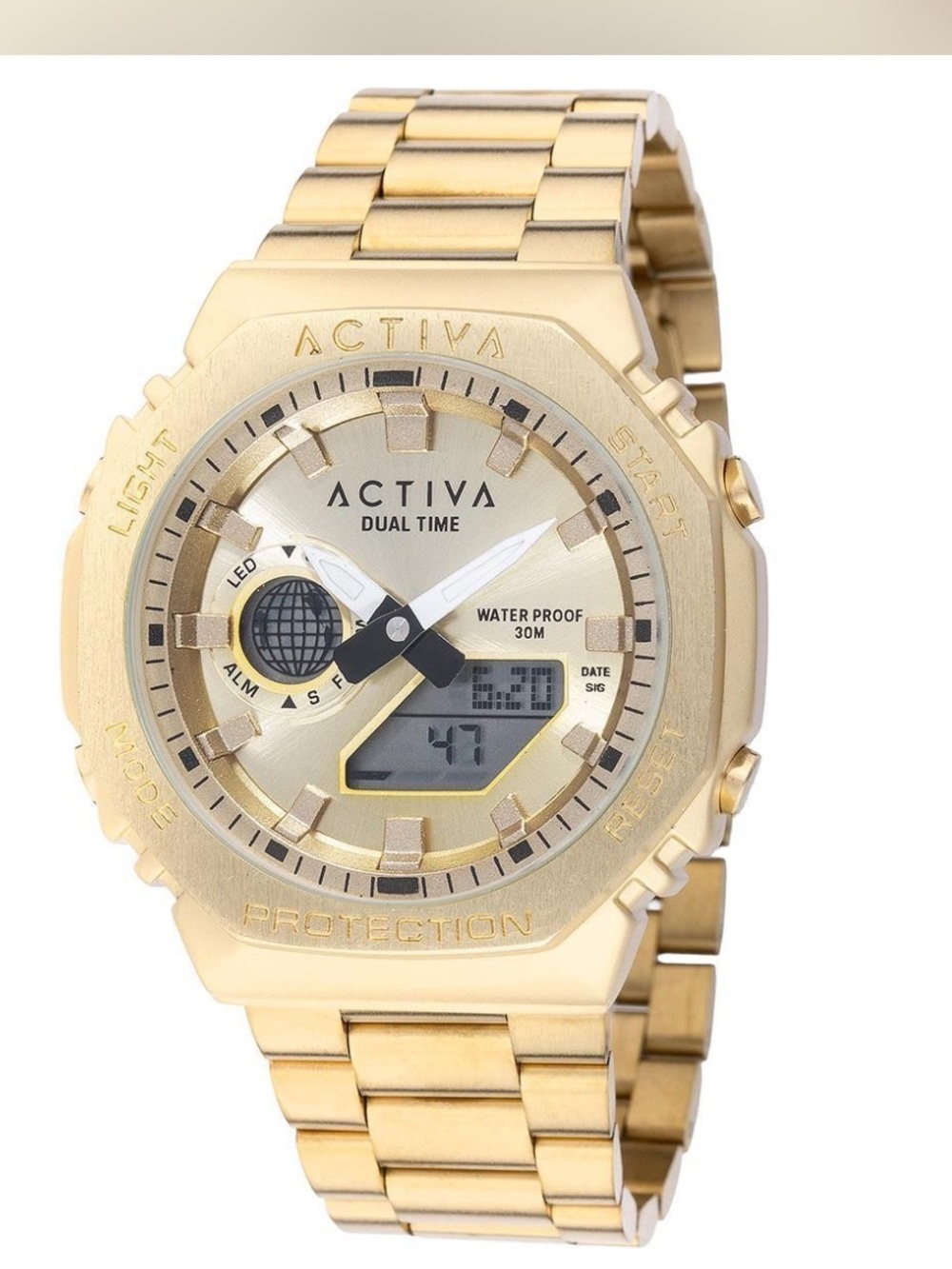Ativa Gold Dual Time Waterproof Watch - Gold